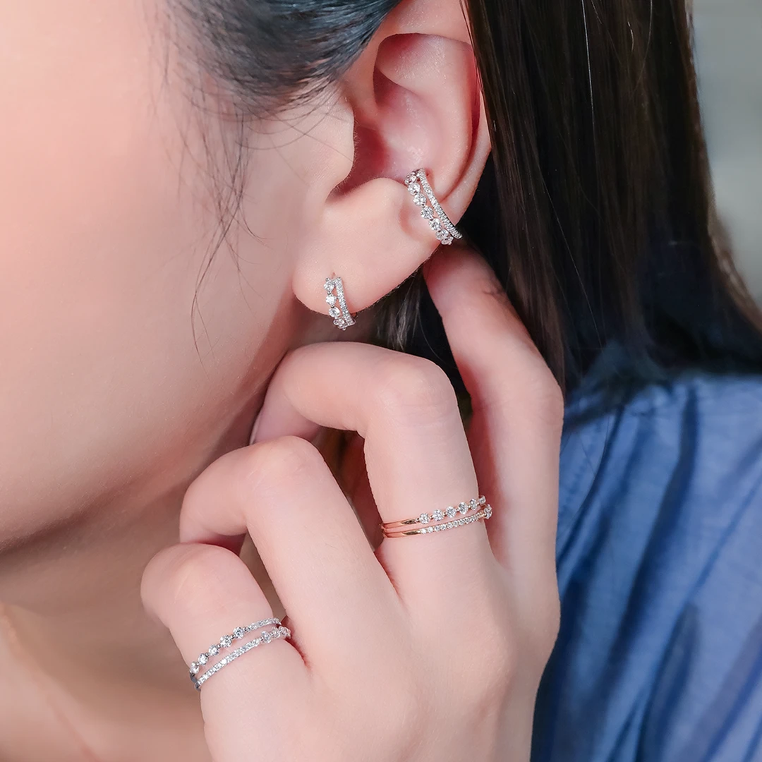Chic two-row diamond ear cuff
